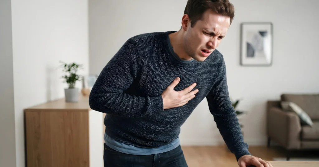 Man suffering from angina chest pain